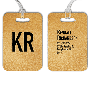 Gold Texture Monogram Luggage Tag