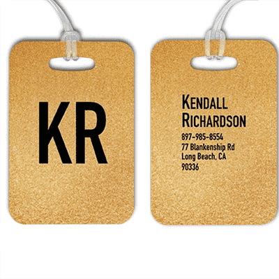 Gold Texture Monogram Luggage Tag