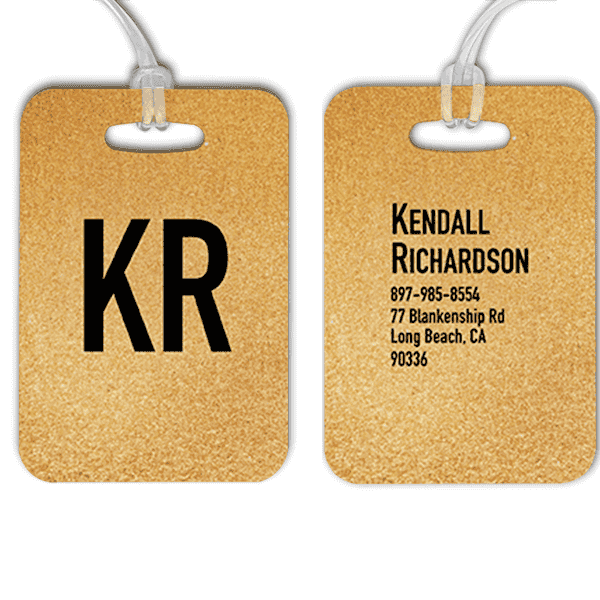 Gold Texture Monogram Luggage Tag