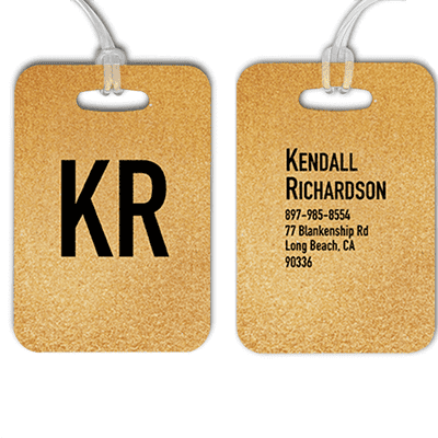 Gold Texture Monogram Luggage Tag