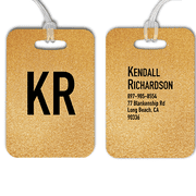 Gold Texture Monogram Luggage Tag