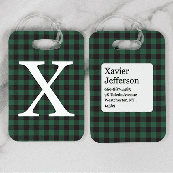 Green Buffalo Plaid Monogram Luggage Tag