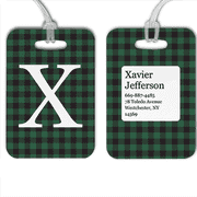 Green Buffalo Plaid Monogram Luggage Tag