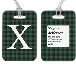Green Buffalo Plaid Monogram Luggage Tag