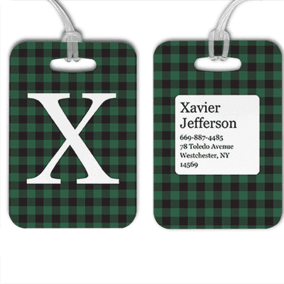 Green Buffalo Plaid Monogram Luggage Tag