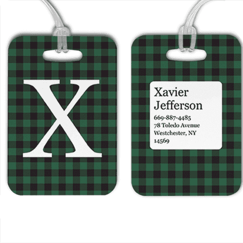 Green Buffalo Plaid Monogram Luggage Tag