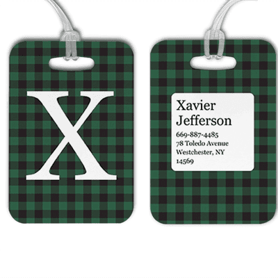 Green Buffalo Plaid Monogram Luggage Tag