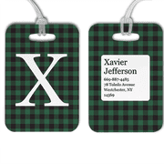 Green Buffalo Plaid Monogram Luggage Tag