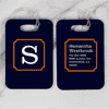 Navy with Orange Frame Monogram Luggage Tag