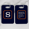 Navy with Orange Frame Monogram Luggage Tag