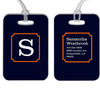 Navy with Orange Frame Monogram Luggage Tag