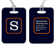 Navy with Orange Frame Monogram Luggage Tag