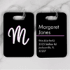 Pink and White Shadowed Text Monogram Luggage Tag
