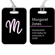 Pink and White Shadowed Text Monogram Luggage Tag