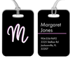 Pink and White Shadowed Text Monogram Luggage Tag