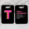 Pink and Yellow Shadowed Text Monogram Luggage Tag