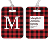 Red Buffalo Plaid Monogram Luggage Tag
