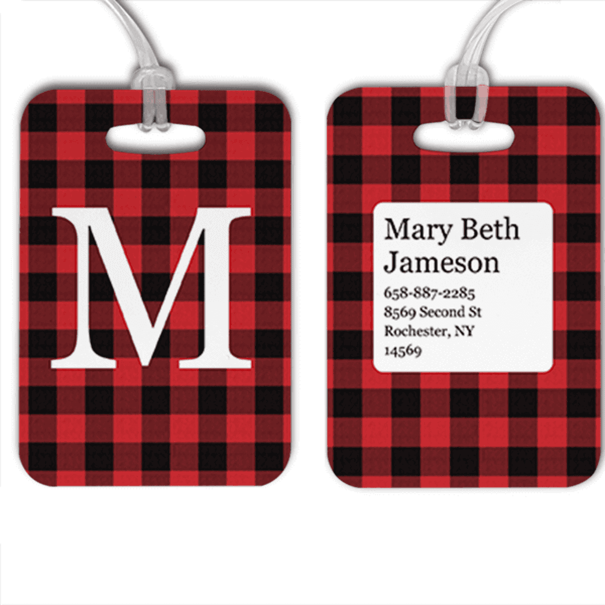 Red Buffalo Plaid Monogram Luggage Tag