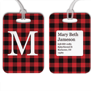 Red Buffalo Plaid Monogram Luggage Tag
