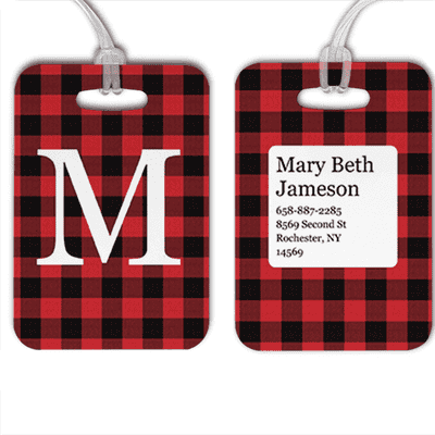 Red Buffalo Plaid Monogram Luggage Tag