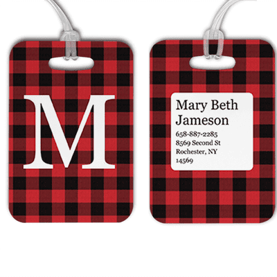 Red Buffalo Plaid Monogram Luggage Tag