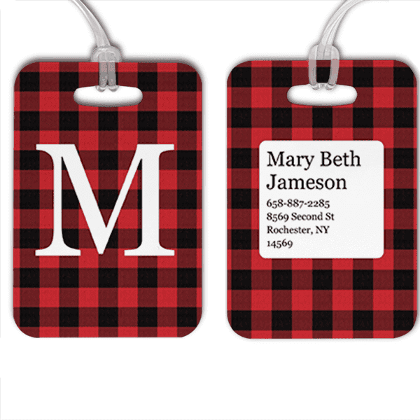 Red Buffalo Plaid Monogram Luggage Tag