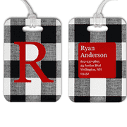 White Buffalo Plaid Monogram Luggage Tag