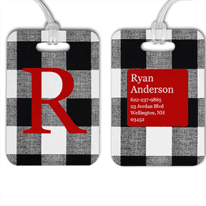 White Buffalo Plaid Monogram Luggage Tag