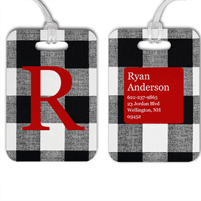 White Buffalo Plaid Monogram Luggage Tag