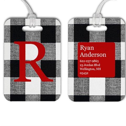 White Buffalo Plaid Monogram Luggage Tag