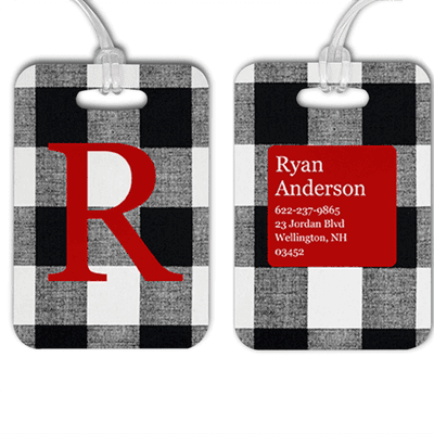 White Buffalo Plaid Monogram Luggage Tag