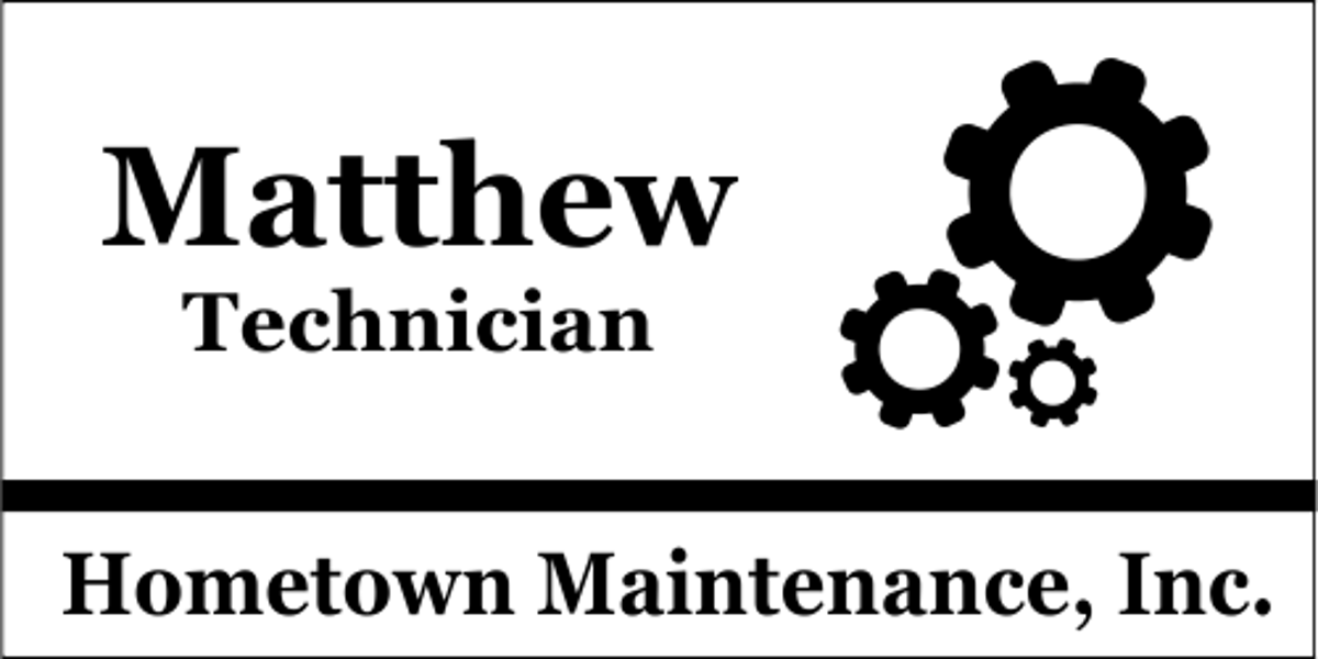 Maintenance Gears 3 Line Name Badge
