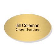 Name and Title Engraved Faith Oval Name Tag 
