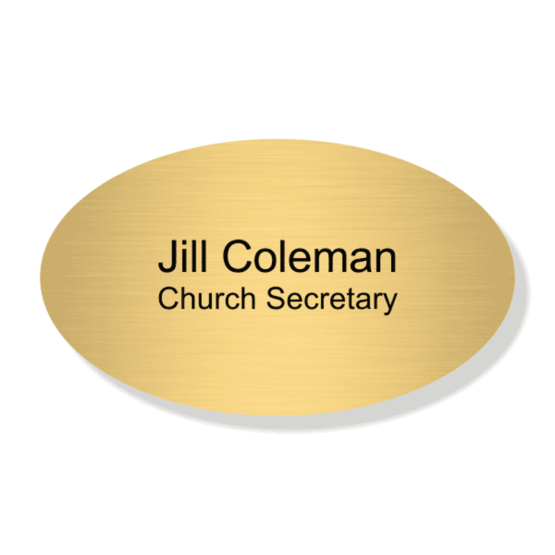 Name and Title Engraved Faith Name Tag - Oval