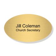 Name and Title Engraved Faith Oval Name Tag