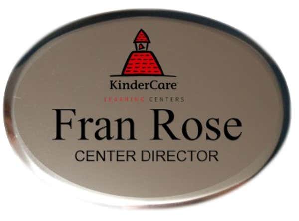 Oval KinderCare Name Tag with Premier Holder