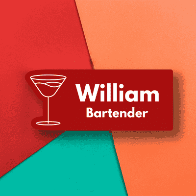 Restaurant Martini Cocktail Bartender Name Tag - alternate view