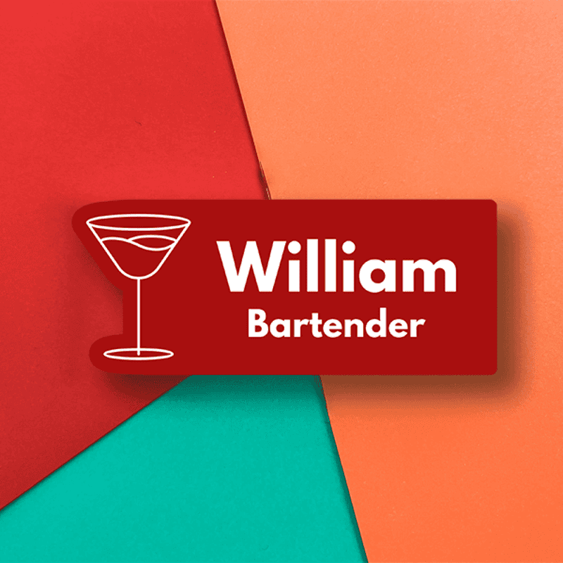 Restaurant Martini Cocktail Bartender Name Tag Lifestyle