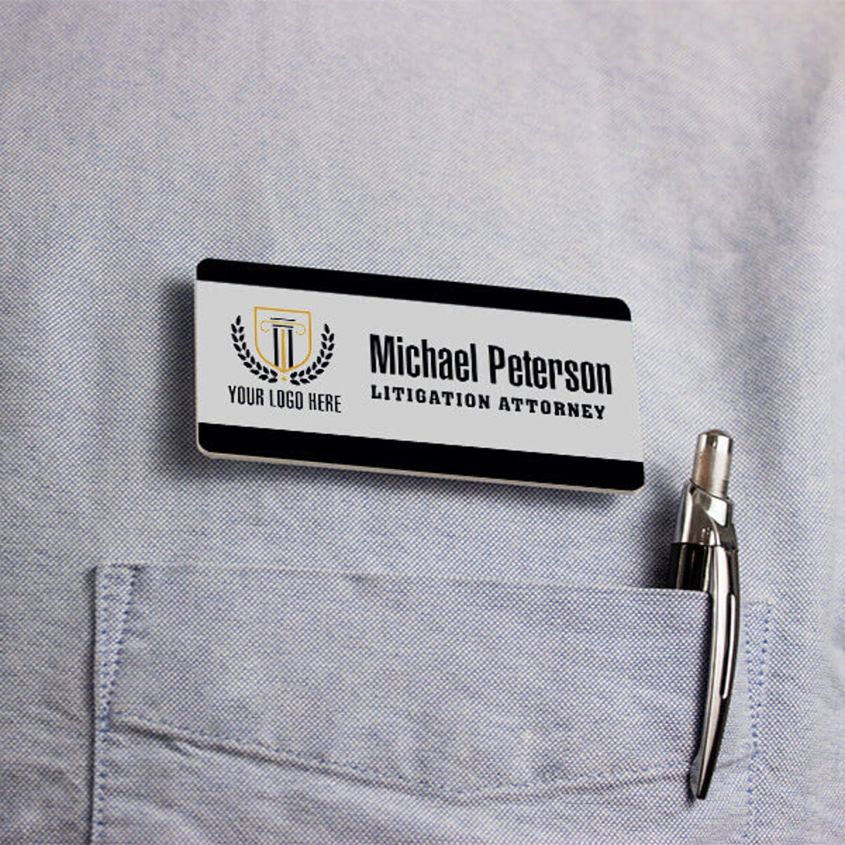 Modern Logo Attorney Office Name Tag Lifestyle