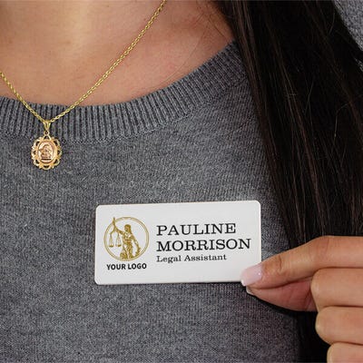 Custom Logo Serif Attorney Lawyer Name Tag - alternate view