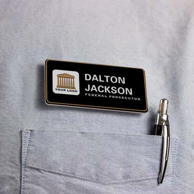 Custom Square Logo Attorney Lawyer Name Tag - alternate view