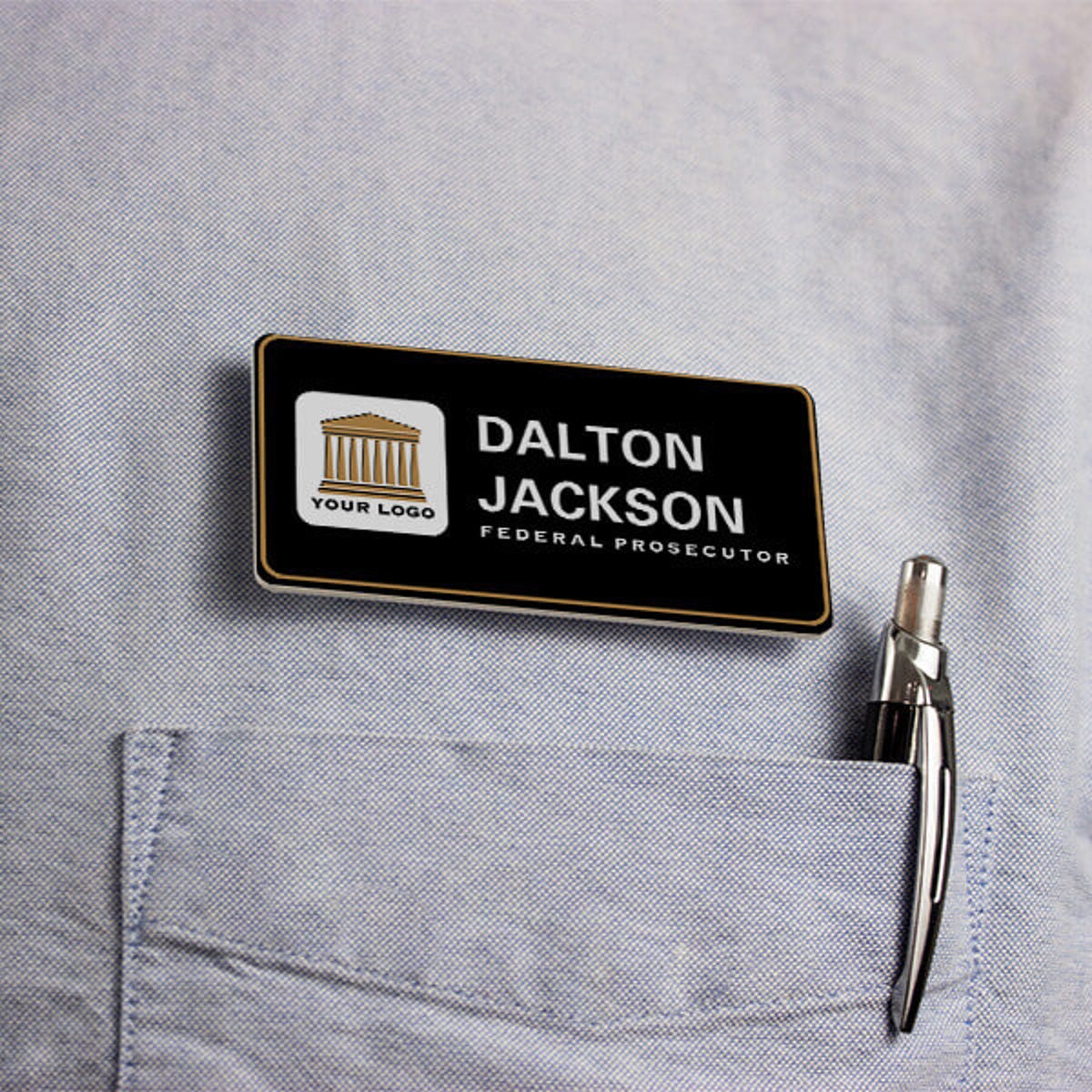 Custom Square Logo Attorney Lawyer Name Tag Lifestyle