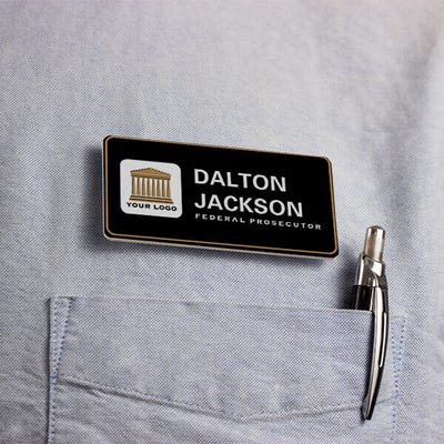 Custom Square Logo Attorney Lawyer Name Tag - alternate view