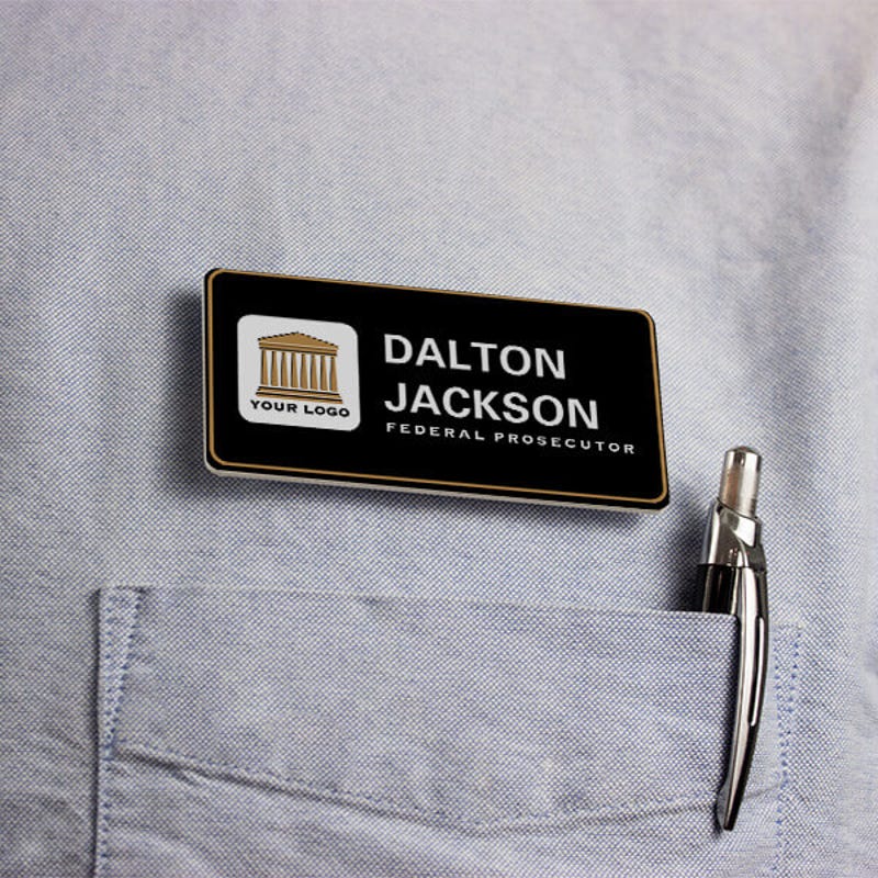 Custom Square Logo Attorney Lawyer Name Tag Lifestyle