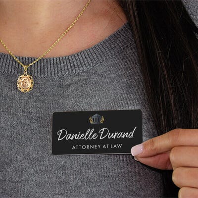 Court of Law Script Lawyer Name Tag - alternate view