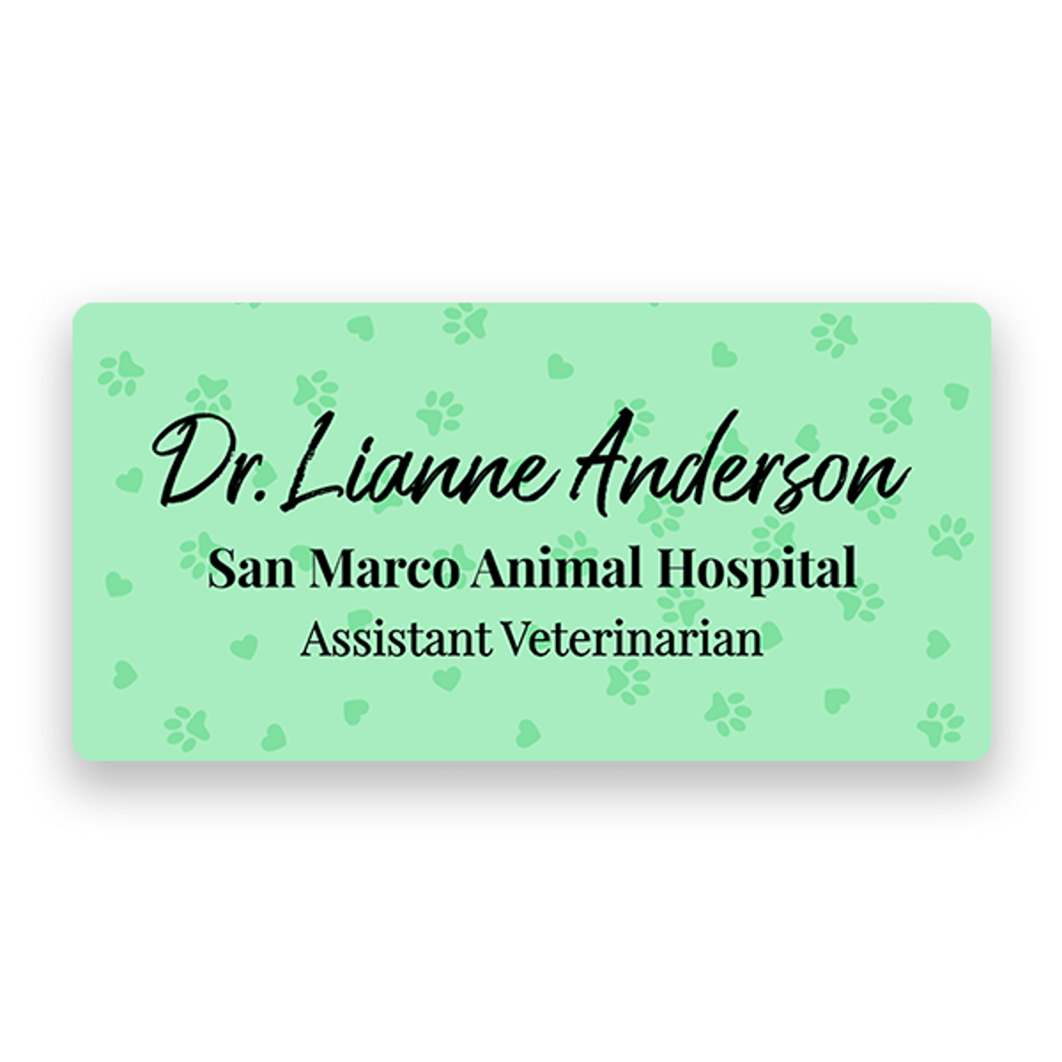 Veterinary Staff Name Tag Green
