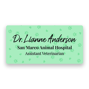 Veterinary Staff Name Tag Green