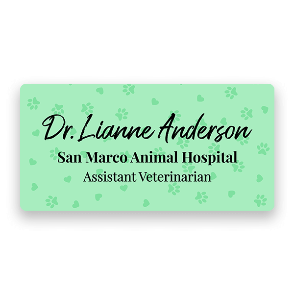 Veterinary Staff Name Tag Green