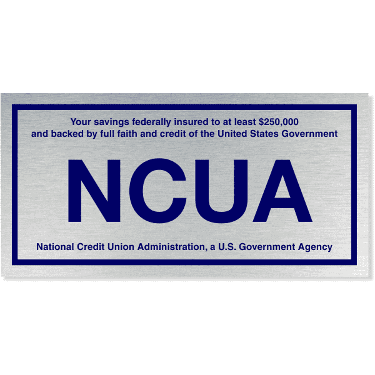 NCUA Blue / Silver Color Wall Plate | 4" x 8"