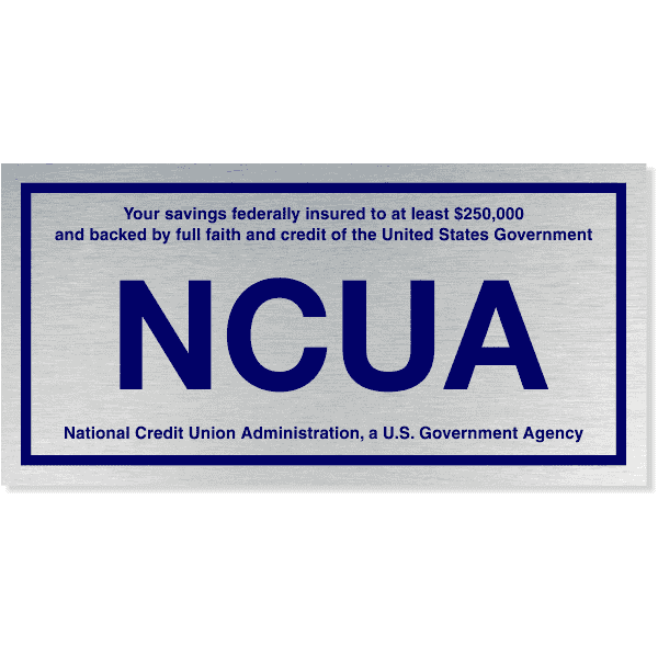NCUA Blue / Silver Aluminum Wall Plate | 4" x 8"
